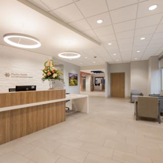 A modern and welcoming reception area with comfortable seating and contemporary design.