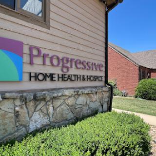 Sign for Progressive Home Health & Hospice, highlighting their services.