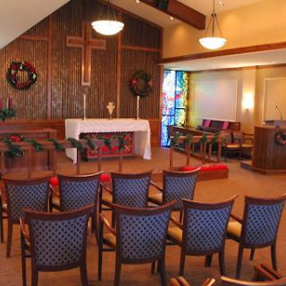 A serene interior of a church, designed for worship and community gatherings.