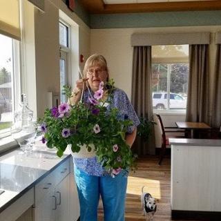 A person holding a vibrant bouquet of flowers indoors, with sunlight streaming through the windows.