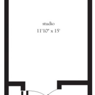 A floor plan of a studio apartment measuring 11'10'' x 15'.