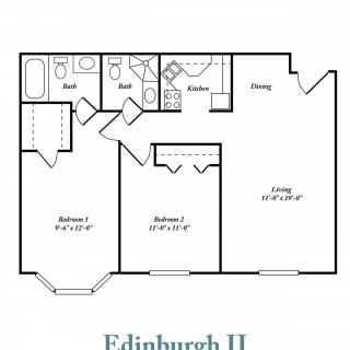 Edinburgh II two-bedroom apartment floor plan.