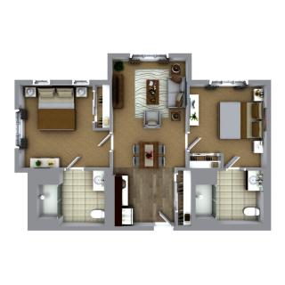 A detailed floor plan showcasing a home's interior layout, with multiple rooms and living spaces.