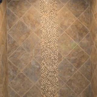 Mosaic tile pattern in a shower.
