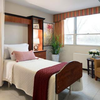 A cozy bedroom featuring a single bed, soft lighting, and a touch of greenery.
