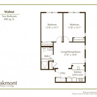 Two-bedroom apartment floor plan layout.