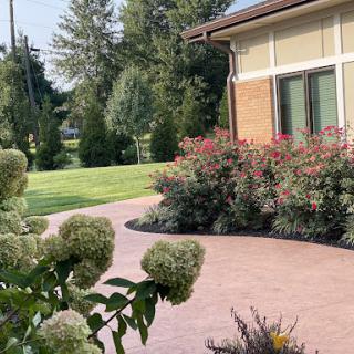A serene garden pathway leading up to a cozy home.