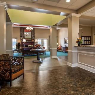 A welcoming reception area with comfortable seating and elegant decor.