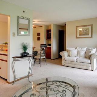 A cozy living room featuring a comfortable sofa, elegant coffee table, and welcoming decor.
