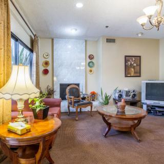 A cozy living room with elegant furniture and decor.