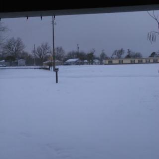 A serene winter landscape blanketed in snow.