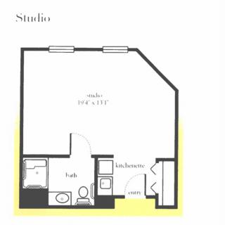 Studio apartment floor plan layout