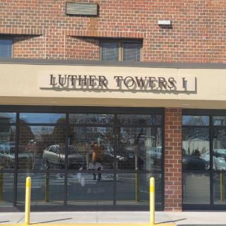 Entrance to Luther Towers I building.