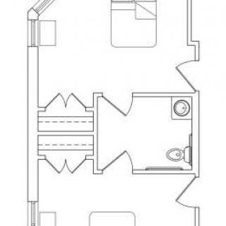 A detailed architectural floor plan illustrating the layout of a residential space.