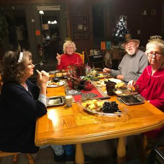 A warm and festive family dinner during the holiday season.