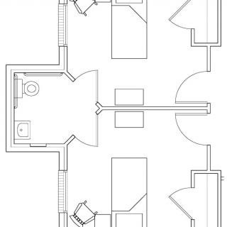 A simple floor plan illustrating the layout of several rooms.