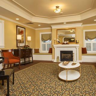 A well-decorated living room featuring a fireplace and elegant furnishings.