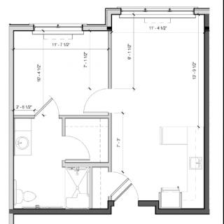 Architectural floor plan of an apartment layout.