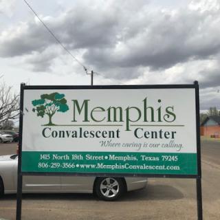 Sign for the Memphis Convalescent Center, indicating a healthcare facility.