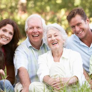 A happy family enjoying time together outdoors.