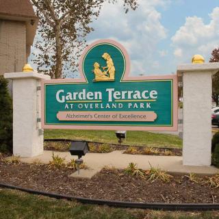 Entrance sign for Garden Terrace at Overland Park.