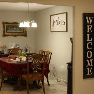 A cozy dining room with a welcoming atmosphere.