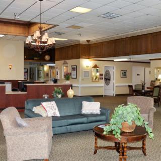 A welcoming lobby area with comfortable seating and elegant decor.