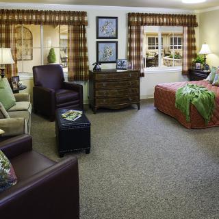 A cozy living room with elegant furnishings and warm decor.