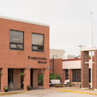A Presbyterian church building showcasing modern architectural design.