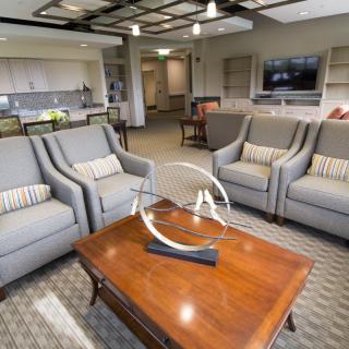 A modern living room featuring comfortable sofas and a stylish coffee table centerpiece.