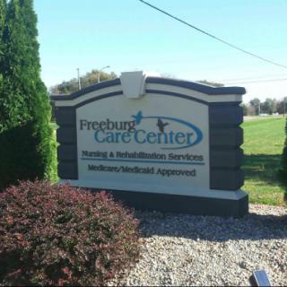Sign of Freeburg Care Center, a facility offering physical and rehabilitation services.