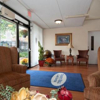 A welcoming lobby with comfortable seating and tasteful decor.