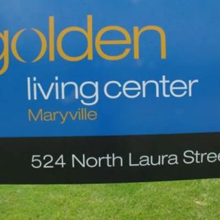 Sign for Golden Living Center in Maryville with address at 524 North Laura Street.