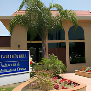 Entrance of Golden Hill Subacute & Rehabilitation Center with surrounding landscaping.