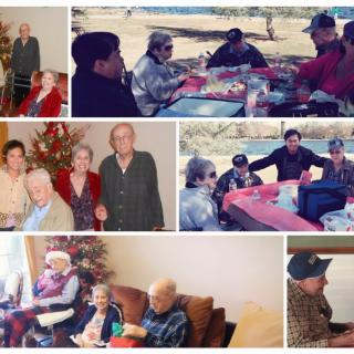 A collage of family gatherings featuring various activities both indoors and outdoors.