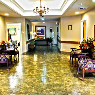 A spacious and well-decorated waiting room in a healthcare facility.