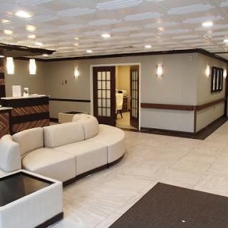 A modern lobby area featuring elegant seating and well-designed reception space.