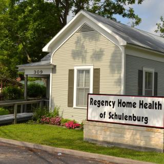 A small healthcare facility identified as Regency Home Health of Schulenburg.