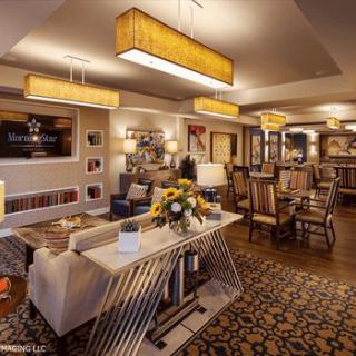 A warm and inviting hotel lobby with elegant furnishings and ambient lighting.