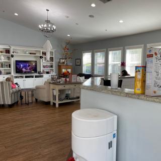 A modern open-concept living room and kitchen area with stylish furniture and decor.