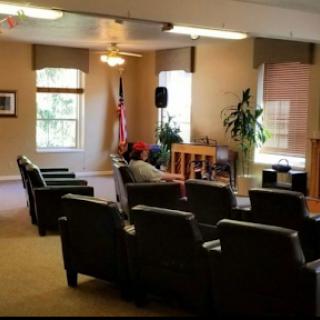 A cozy waiting area with comfortable seating and natural light.