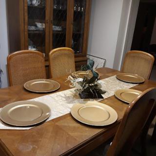 A beautifully arranged dining table ready for a meal.