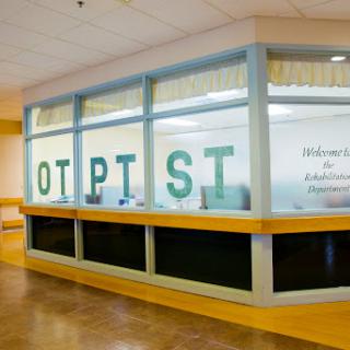 Reception area for occupational, physical, and speech therapy services.