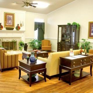 A well-decorated living room featuring elegant furniture, a cozy fireplace, and stylish decor.