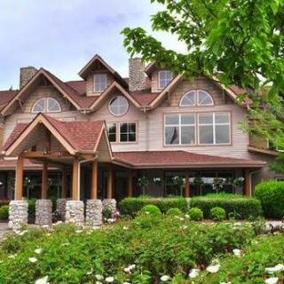 A picturesque view of a large house surrounded by lush greenery and a well-maintained garden.