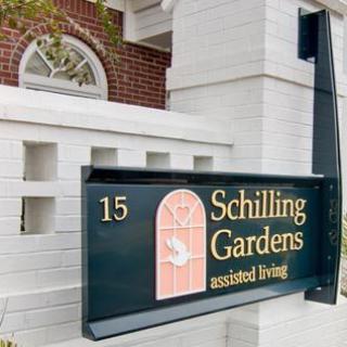 Sign for Schilling Gardens assisted living facility.