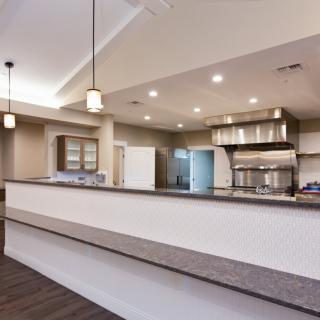 Modern kitchen with spacious layout and sleek design.