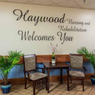A warm welcome to Haywood Nursing and Rehabilitation, featuring inviting seating areas.