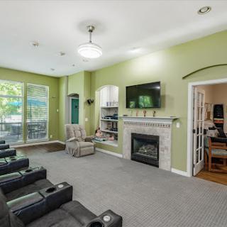 A cozy living room featuring modern design elements and a welcoming atmosphere.