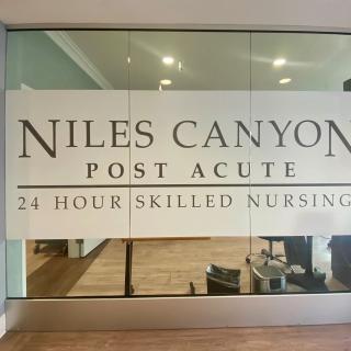 Entrance sign for Niles Canyon Post Acute, offering 24-hour skilled nursing care.